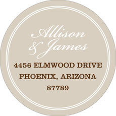 Bisque and White Border Round Address Labels