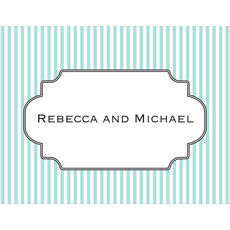 Aqua Pinstripe Folded Note Cards