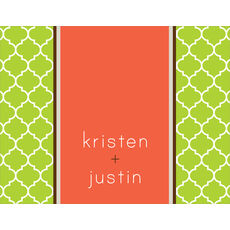 Lime and Orange Quatrefoil Folded Note Cards