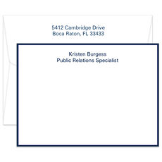 Triple Thick Modern Bordered Flat Note Cards - Raised Ink