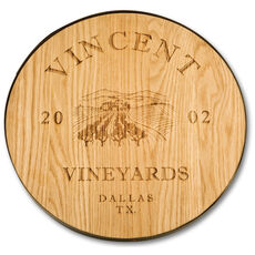 Oak 18 inch Round Personalized Lazy Susan with Galvanized Band