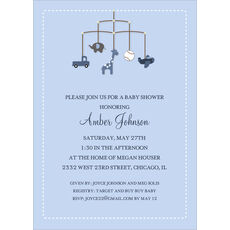 Blue Mobile Baby Shower Invitations