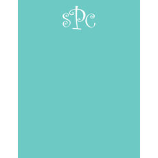 Bright Turquoise Monogram Flat Note Cards