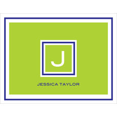 Framed Lime and Navy Initial Folded Note Cards