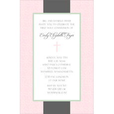 Elegant Pink and Grey Cross Invitations