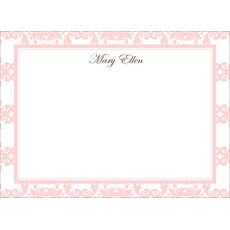 Pink Damask Flat Note Cards