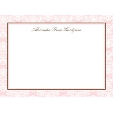 Pink Damask Framed Flat Note Cards