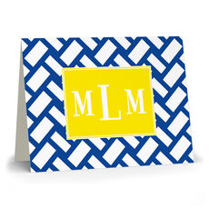 Navy Basketweave Folded Note Cards