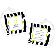 Zebra Chartreuse Luggage Tags
