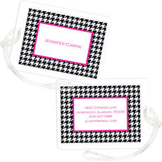 Pink Border Houndstooth Luggage Tags