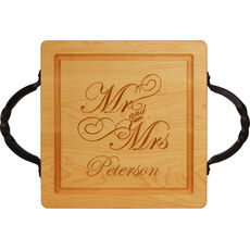 Maple 12 inch Square Mr & Mrs Cutting Board