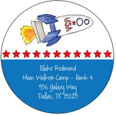 Blast Off Round Address Labels