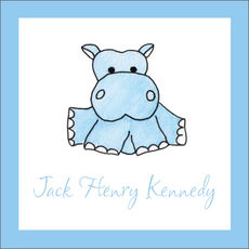 Blue Hippo Square Stickers