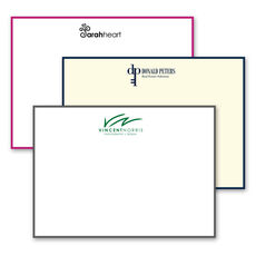 Triple Thick Custom Flat Bordered Note Cards with Your 1-Color Logo - Raised Ink