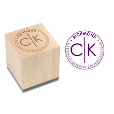 Modern Initials Wood Block Rubber Stamp