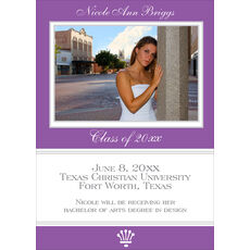 Purple and White Graduation Photo Announcements