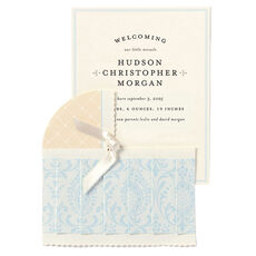 Blue Bassinet Die-cut Announcements