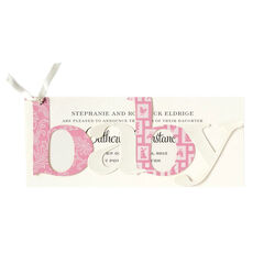 Pink Baby Flocked Die-cut Announcements