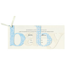 Blue Baby Flocked Die-Cut Announcements