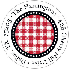 Ruby Gingham Round Address Labels