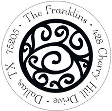 Black Vine Round Address Labels