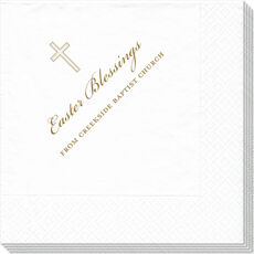 White Pearl Cross Caspari Napkins