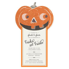 Jack O'Lantern Glittered Die-cut Invitations