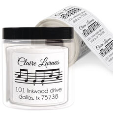 Music Staff Square Address Labels in a Jar