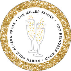 Shimmering Champagne Round Address Labels