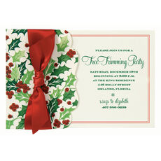 Holly and Berries Die-cut Side Pocket  Invitations