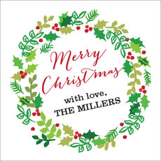 Wreath White Square Gift Stickers