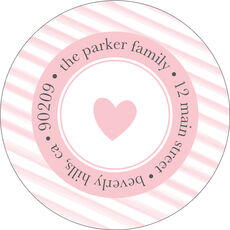 Pink Baby Heart Round Address Labels