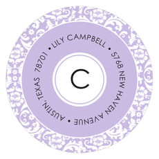 Purple Damask Round Address Labels