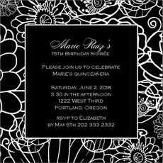 Black Elegant Floral Invitations