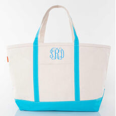 Personalized Large Turquoise Trimmed Classic Tote