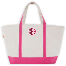 Personalized Large Hot Pink Trimmed Classic Tote