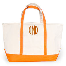 Personalized Large Orange Trimmed Classic Tote