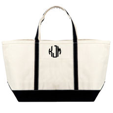 Personalized Large Black Trimmed Classic Tote