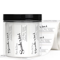 Santorini Rectangle Address Labels in a Jar