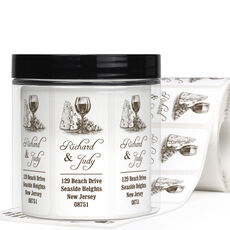 Wine and Cheese Vertical Address Labels in a Jar