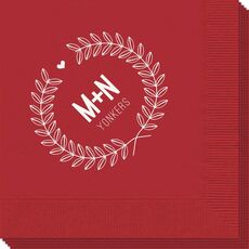 Laurel Wreath with Heart and Initials Napkins