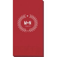 Laurel Wreath with Heart and Initials Guest Towels