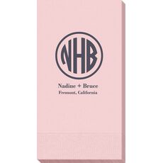 Framed Rounded Monogram with Text Guest Towels