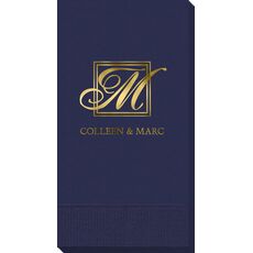 Framed Initial Plus Text Guest Towels