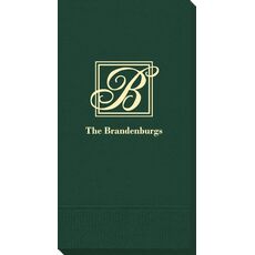 Framed Initial Plus Text Guest Towels