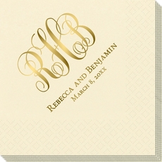 Fancy Script Monogram with Text Napkins
