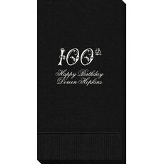 Elegant 100th Scroll Guest Towels