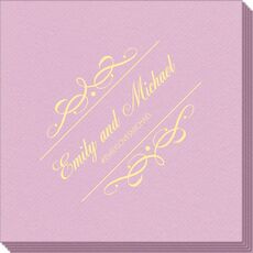 Royal Flourish Framed Names and Text Linen Like Napkins