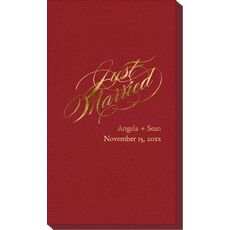 Romantic Just Married Linen Like Guest Towels