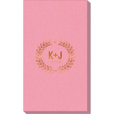 Laurel Wreath with Heart and Initials Linen Like Guest Towels